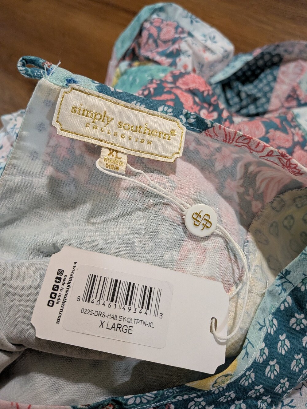 New Simply Southern Hailey Patchwork Tiered Dress XL - Picture 5 of 12